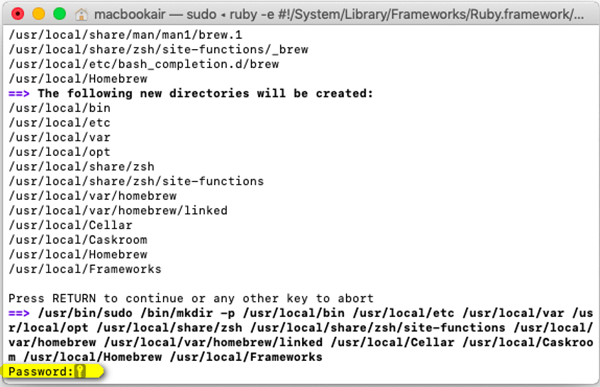 Homebrew Zainstaluj hasło